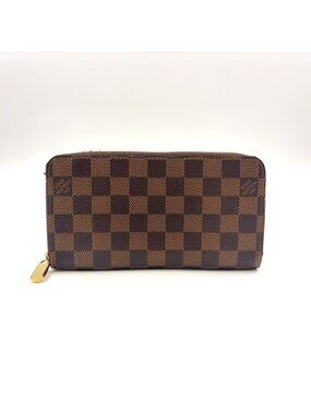 Louis Vuitton Damier Brown Round Zippy Wallet Gold